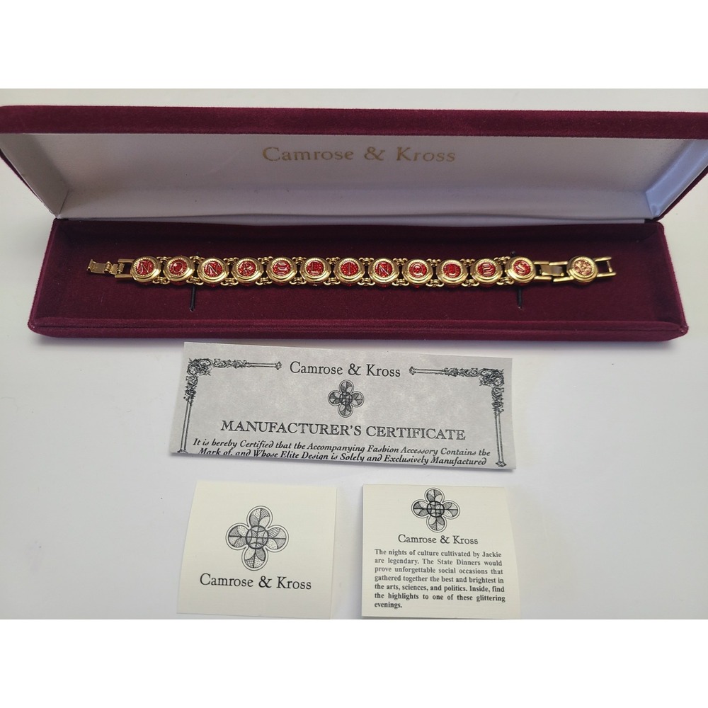 Vintage Camrose & Kross JBK Jacqueline Kennedy Non Relinquam Bracelet With Box